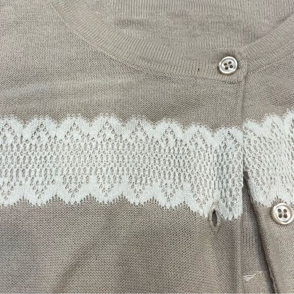 The limited Cream Knit Cardigan with Lace print L - Picture 3 of 8